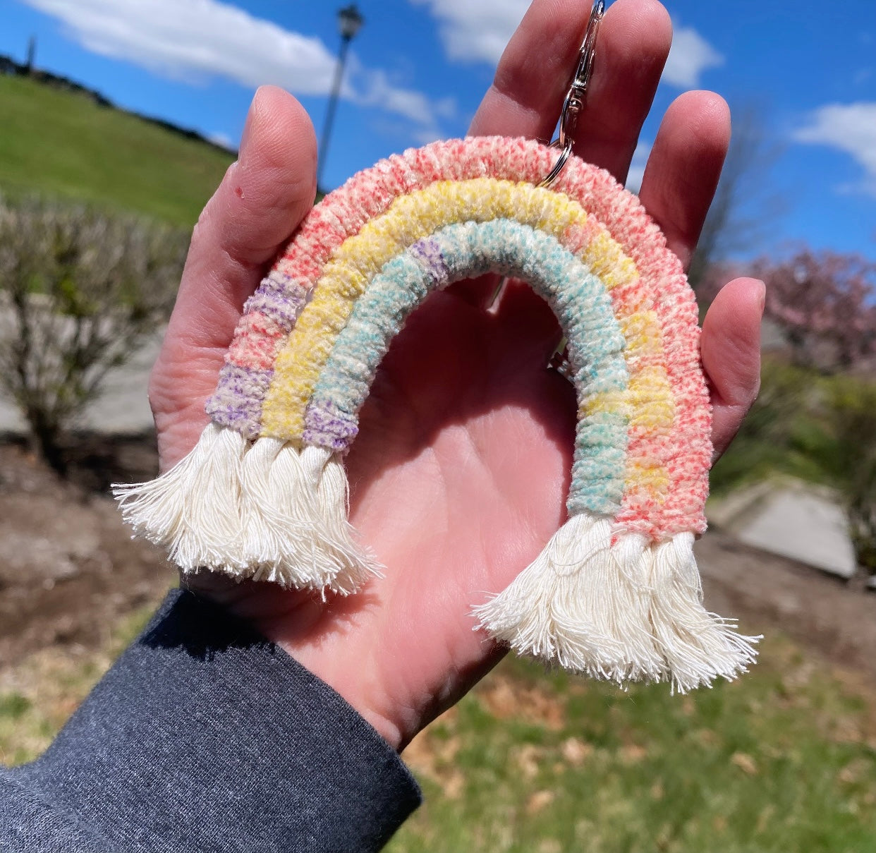 Rainbow Macrame Keychain