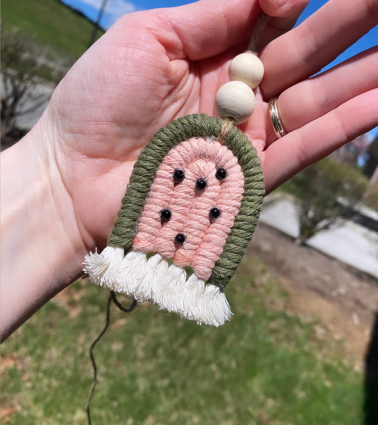 Watermelon Macrame Car Charm